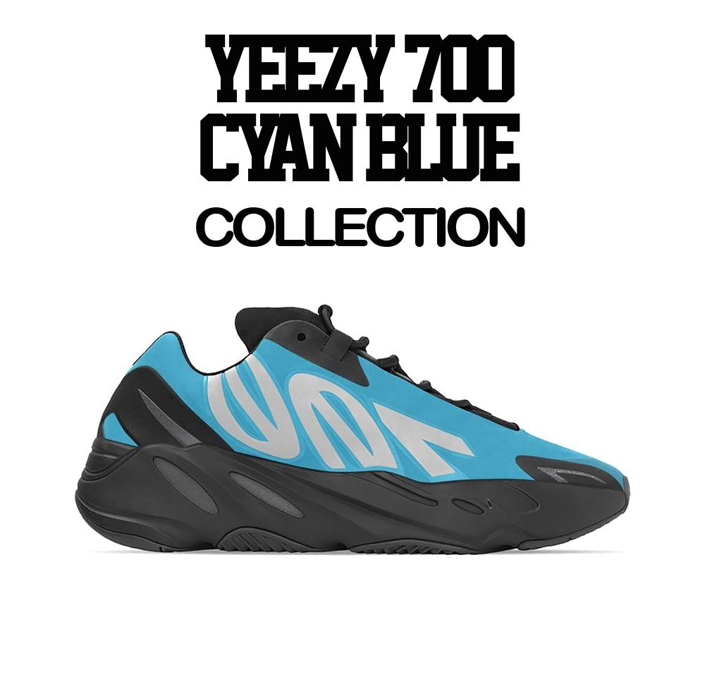 Bright Cyan yeezy 700 sneaker tees match cyan blue sneakers