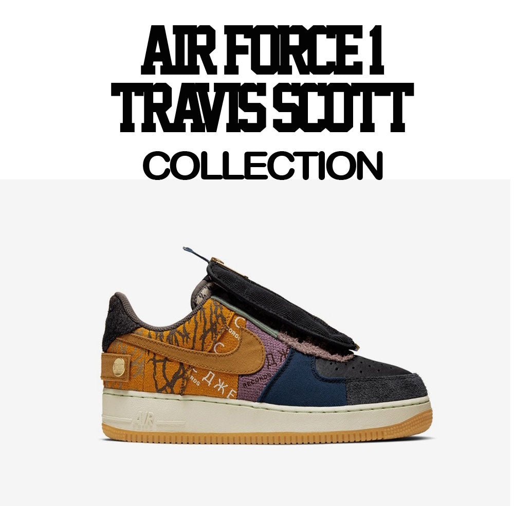 Air Force 1 one Travis Scott sneaker tees match sneakers. 