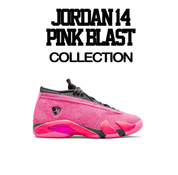 Jordan 14 pink blast Sneaker tees match  retro 14s shocking pink shoes.