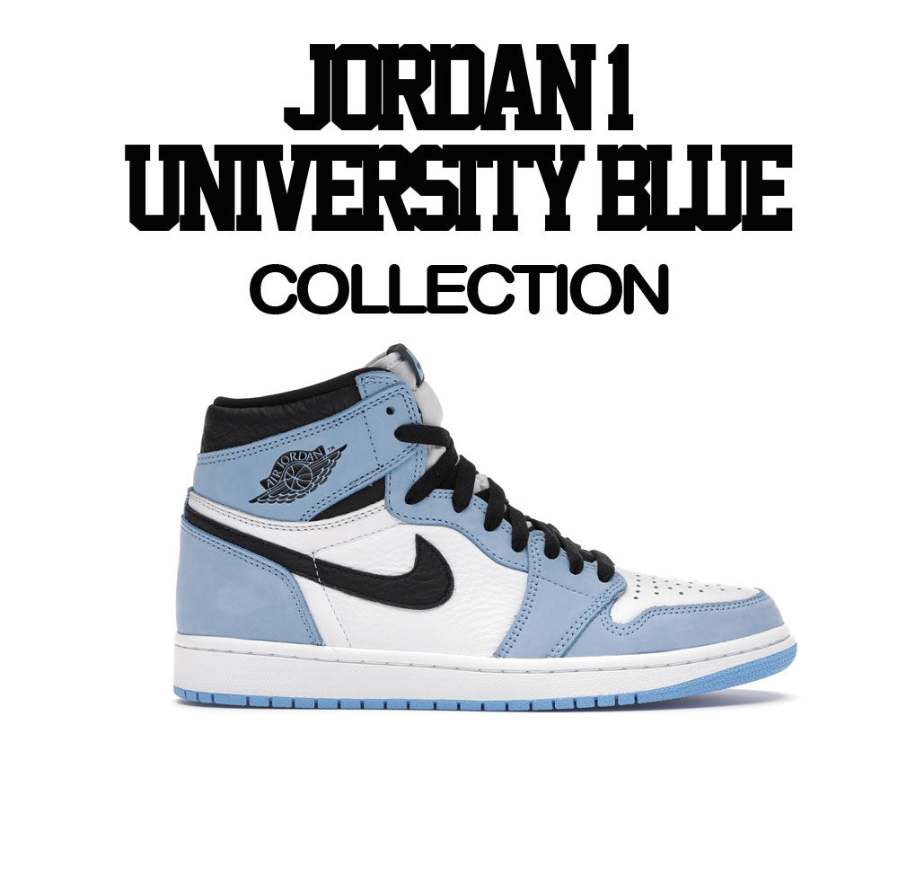 Sneaker tees match Jordan 1 university blue retro 1s OG uni blue UNC