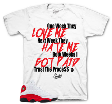 Retro 13 Chicago Shirt - Trust The Process- White