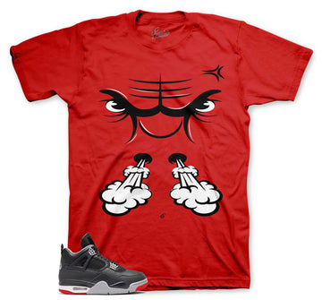 Retro 4 Bred Shirt - Raging Face - Red