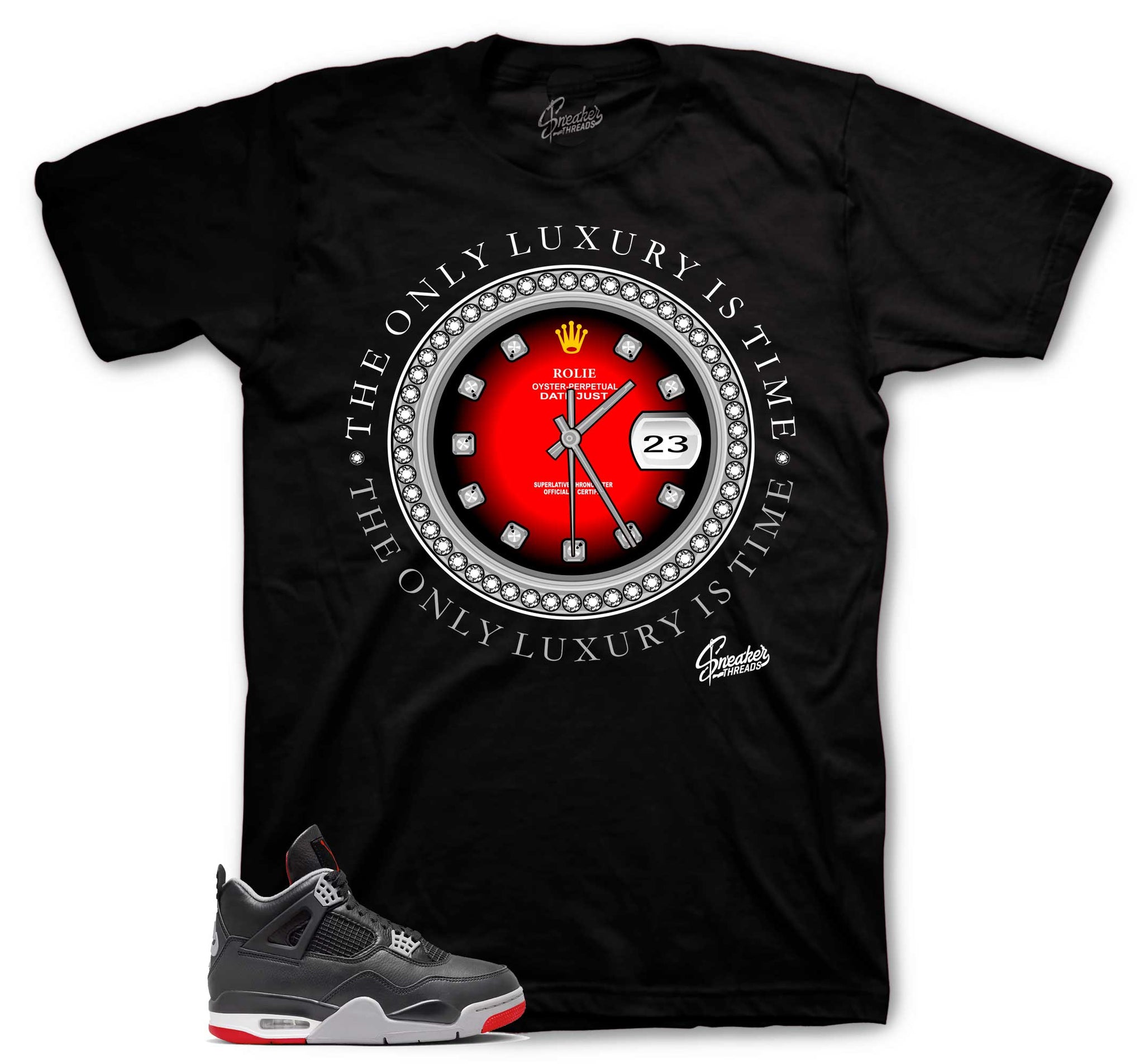 Retro 4 Bred Shirt - Rolie Time - Black