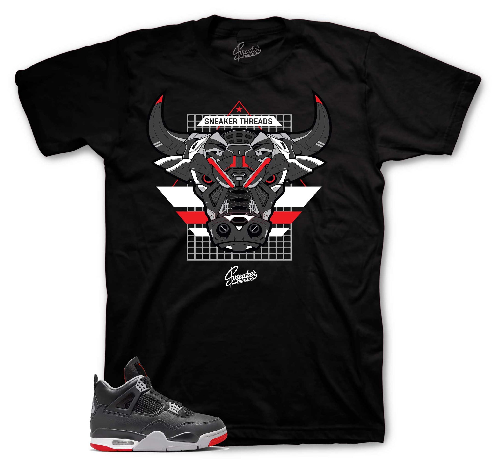 Retro 4 Bred Shirt - War Bully - Black