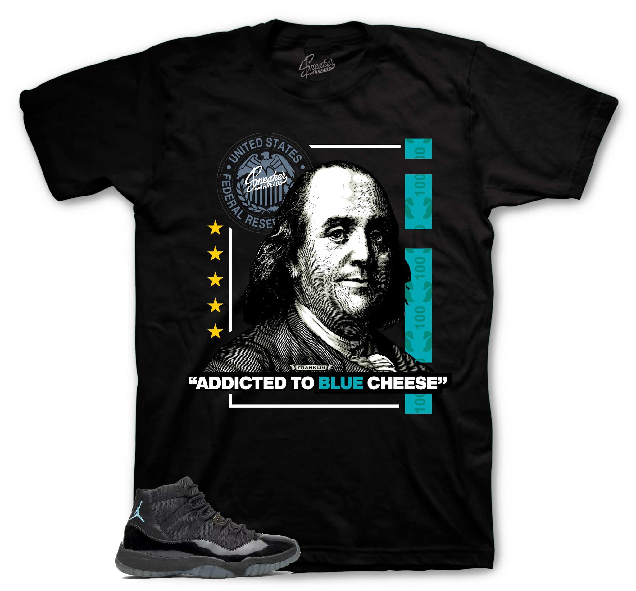 Retro 11 Gamma Blue Blue Shirt - Blue Cheese - Black
