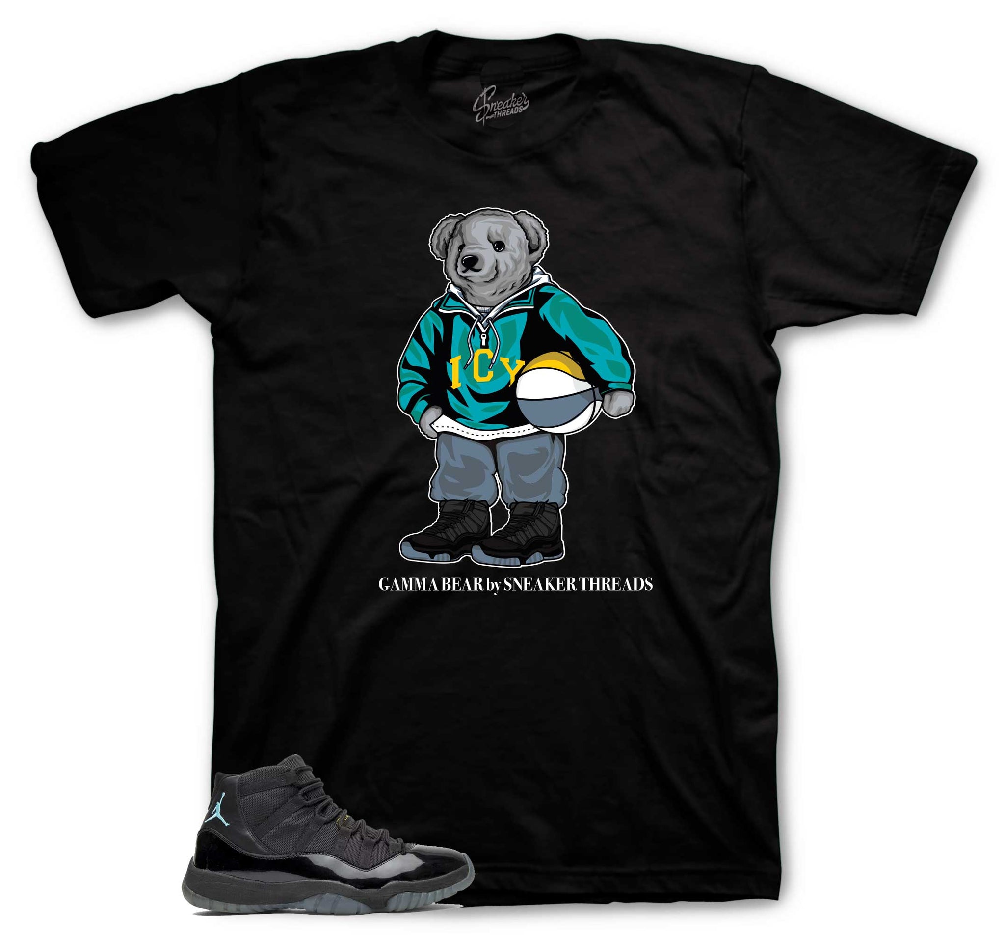 Retro 11 Gamma Blue Blue Shirt - Gamma Bear - Black