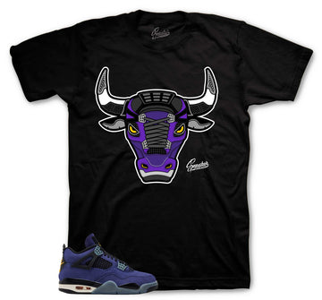 Retro 4 Imperial Purple Shirt - War Bully - Black