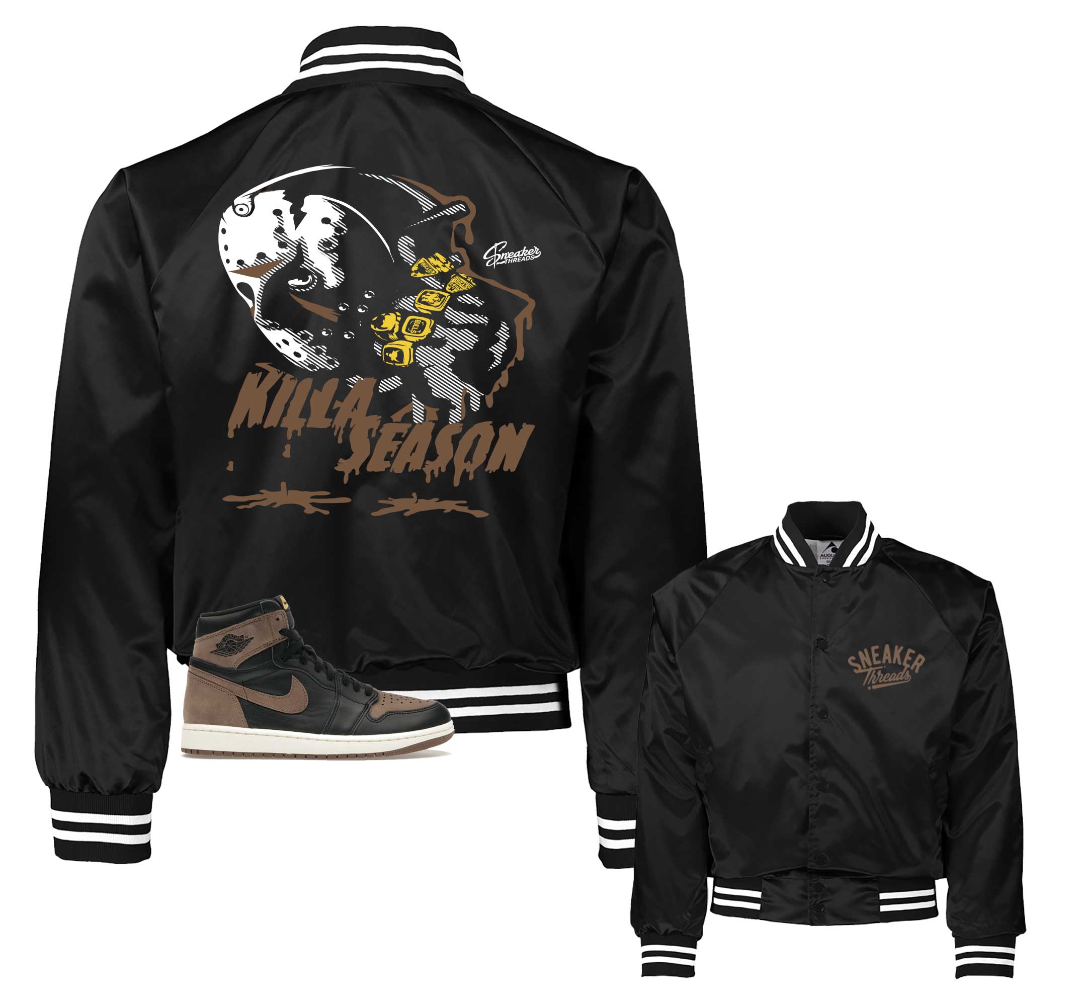Retro 1 Palomino Varsity Jacket - Killa Season - Black