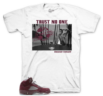 Retro 5 Burgundy Shirt - Tony Knows - White