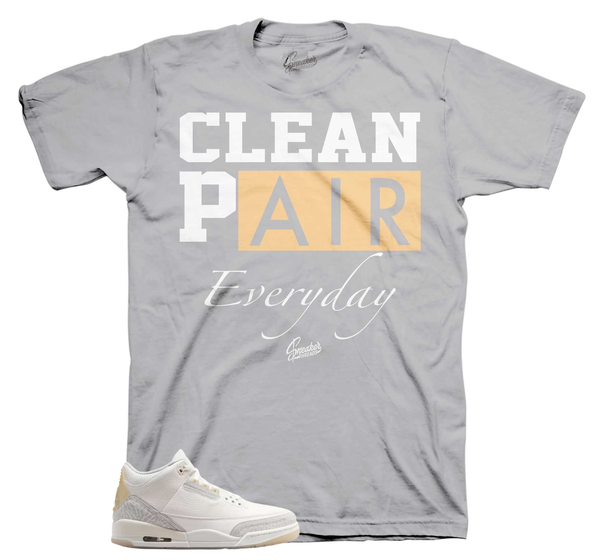 Retro 3 Ivory Shirt - Clean Pair - Grey