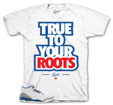 Retro 3 True Blue Shirt - True To Your Roots - White