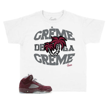 Kids Burgundy 5 Shirt - Creme - White