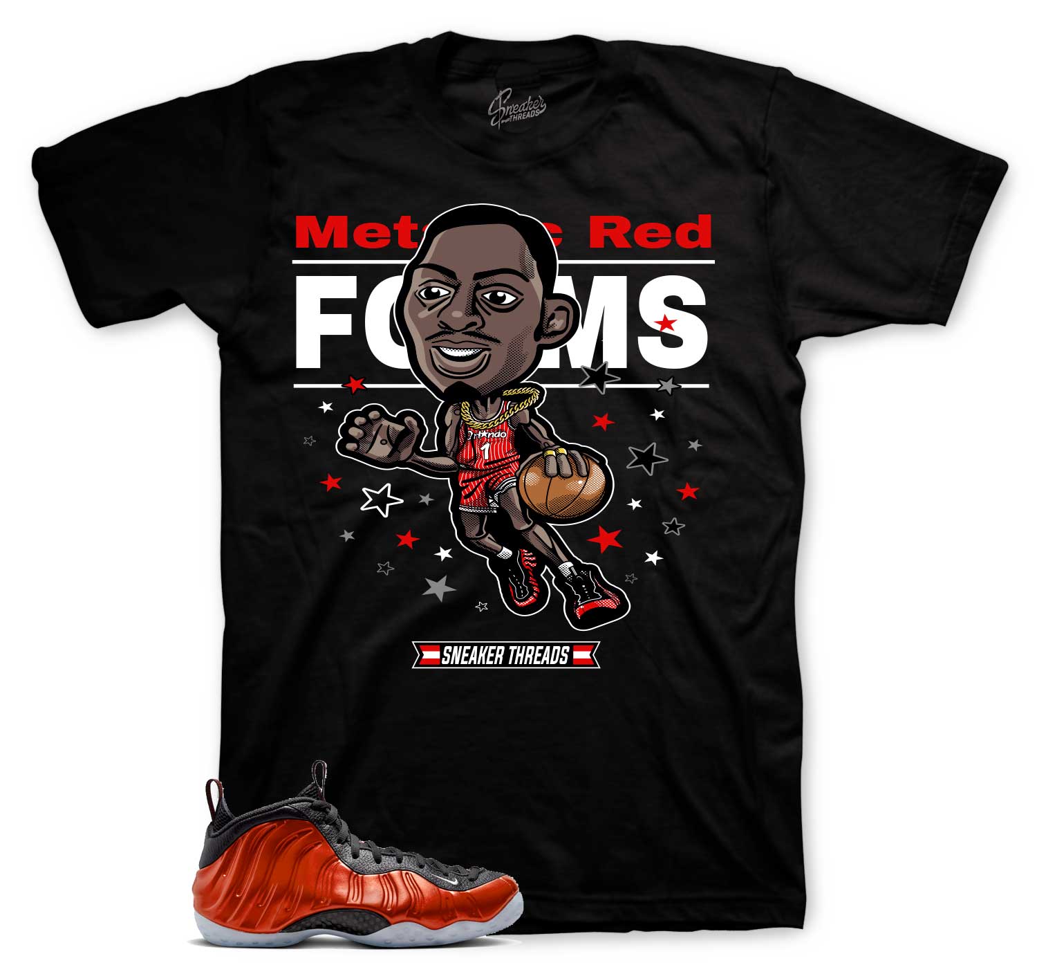Foamposite Metallic Red Shirt - Toon - Black