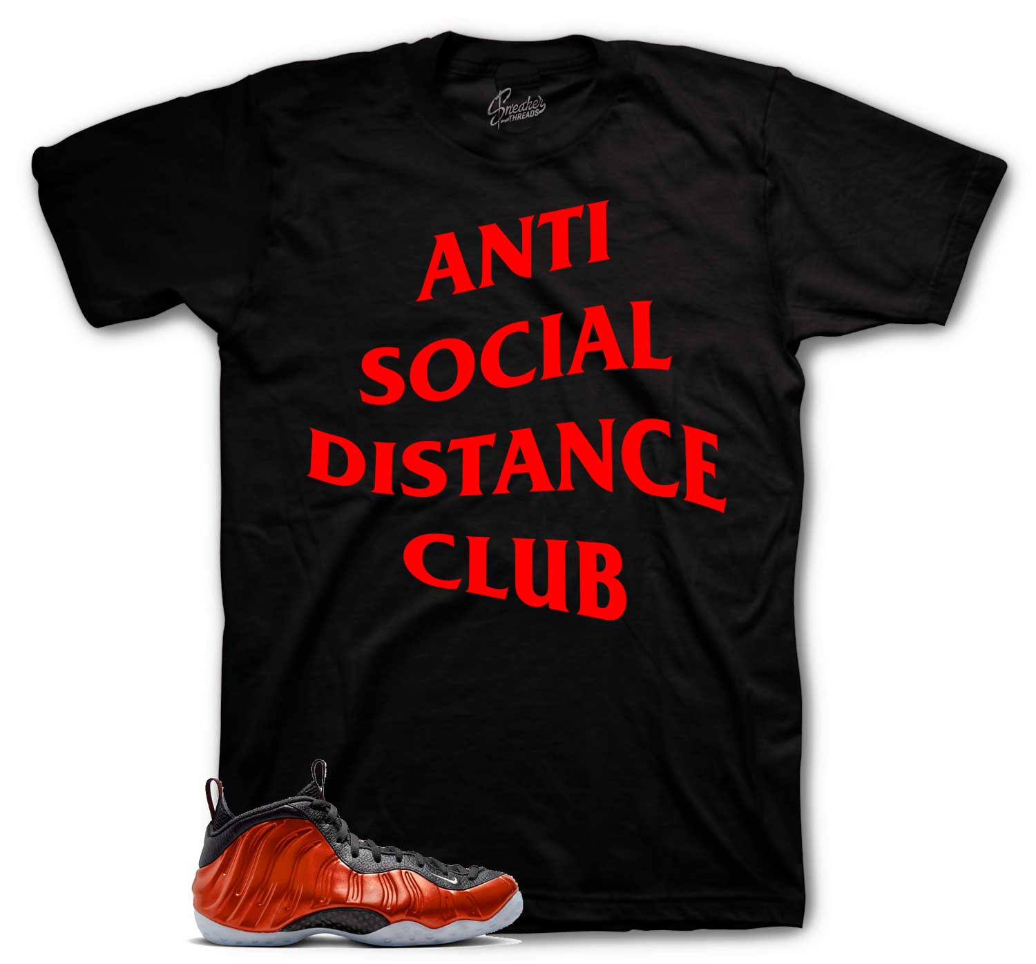 Foamposite Metallic Red Shirt - Social Distance - Black
