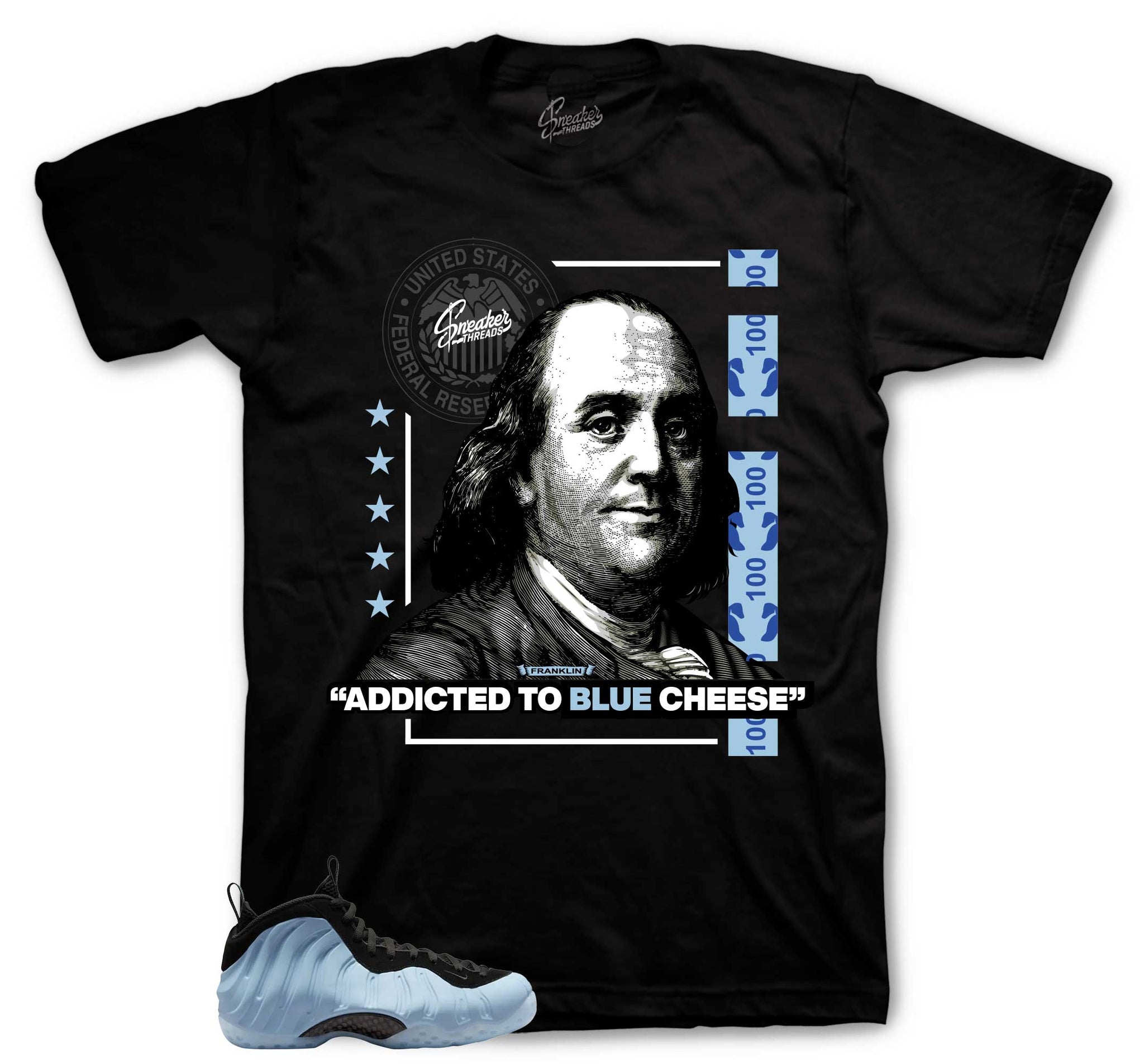 Foamposite Psychic Blue Shirt - Blue Cheese - Black
