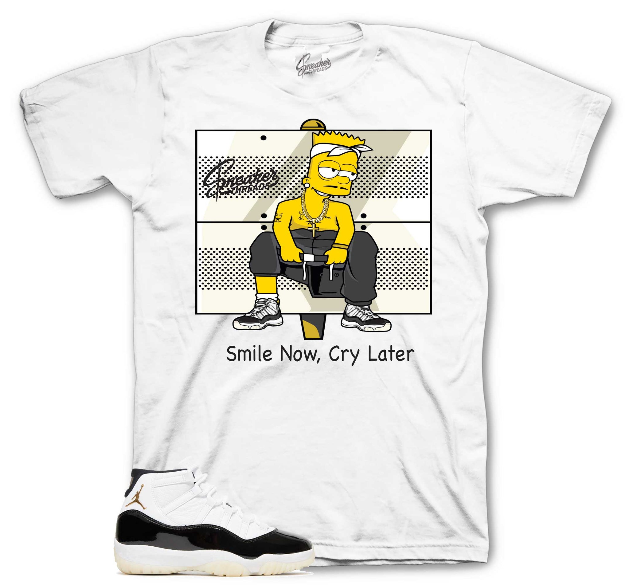 Retro 11 Gratitude Shirt - Smile Now Cry Later - White