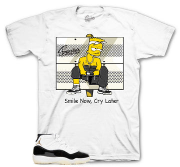 Retro 11 Gratitude Shirt - Smile Now Cry Later - White