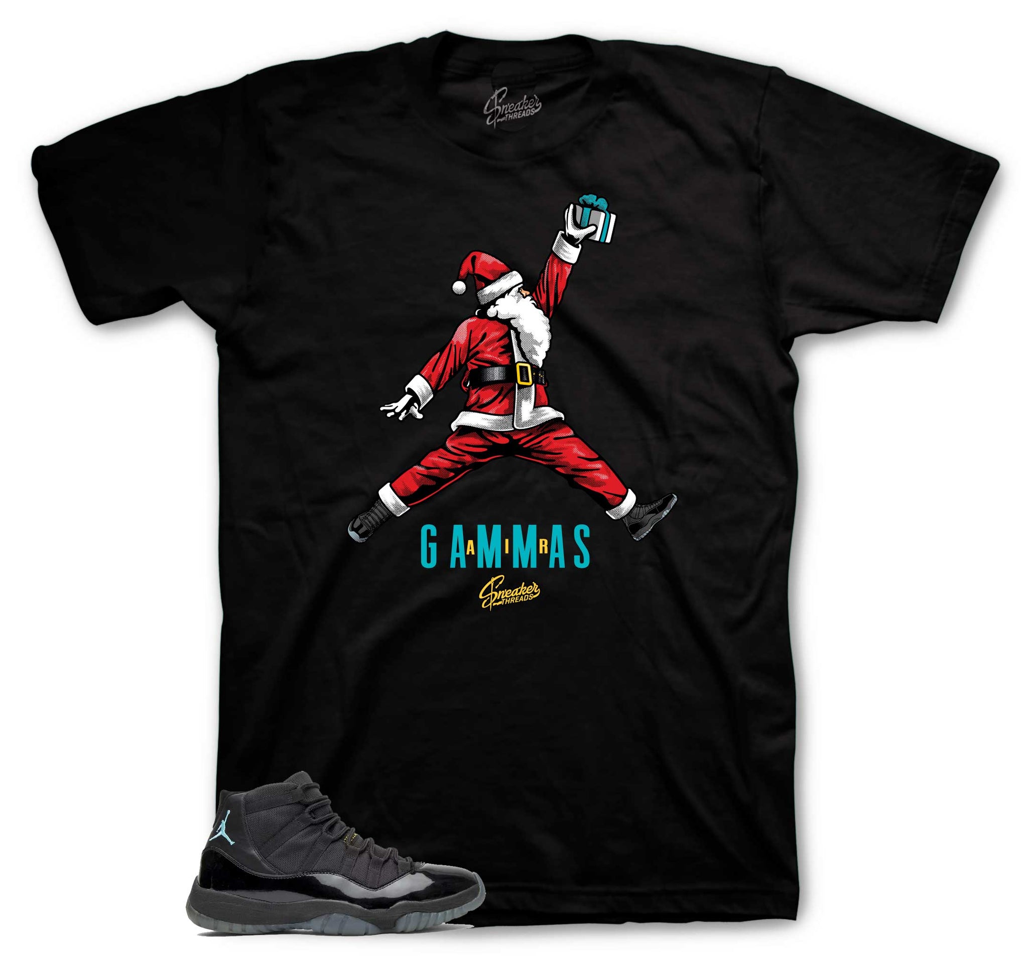 Retro 11 Gamma Blue Blue Shirt - Air Santa - Black