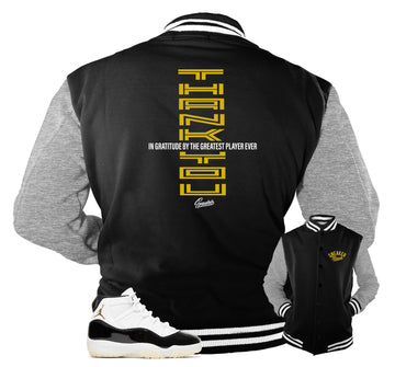 Retro 11 Gratitude Varsity Jacket - Thank You - Black