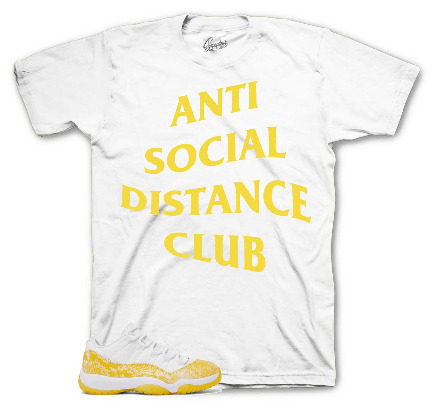 Retro 11 Yellow Snakeskin Shirt - Scoail Distance - White