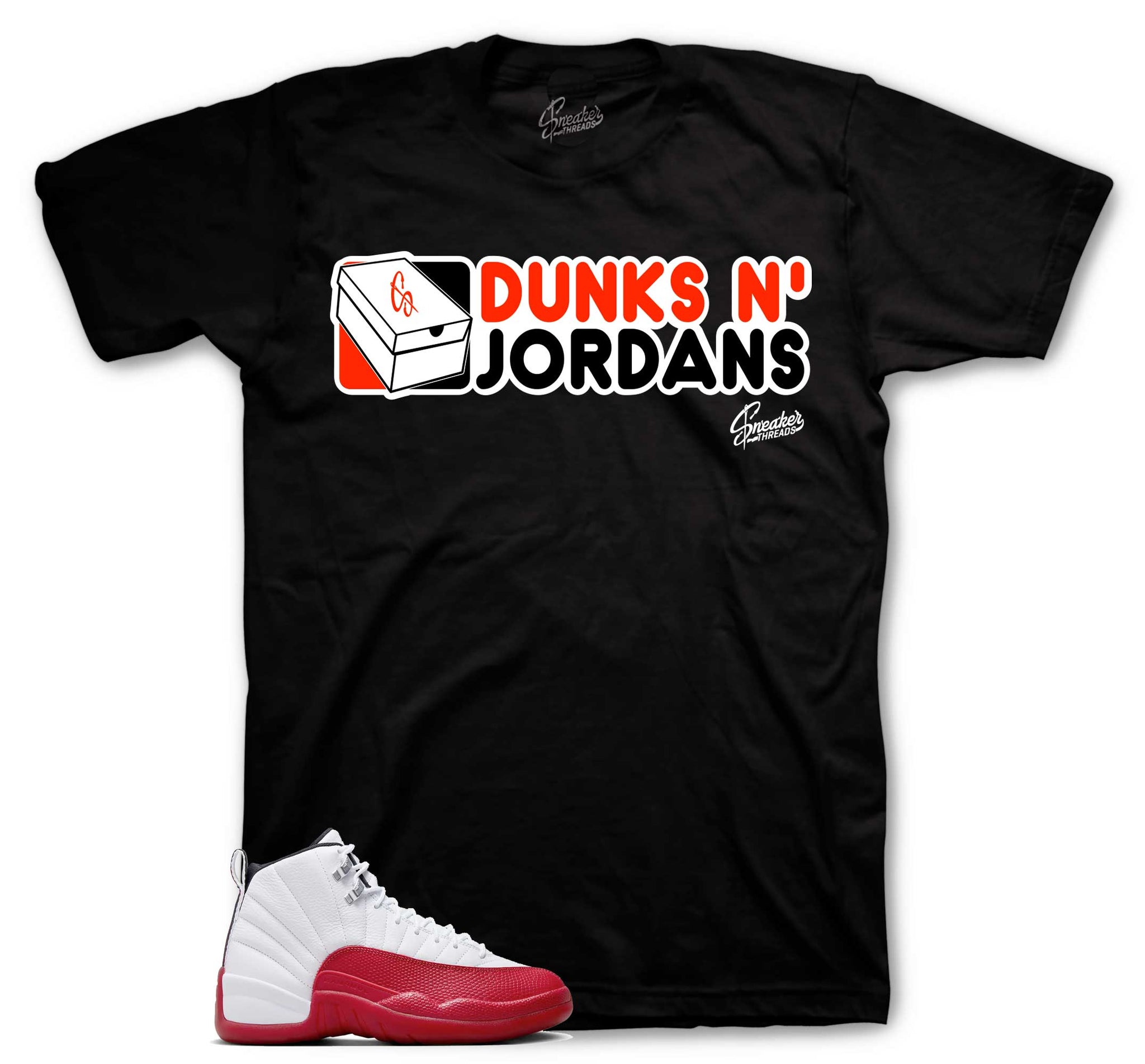 Retro 12 Cherry Shirt - Dunks N Jordans - Black