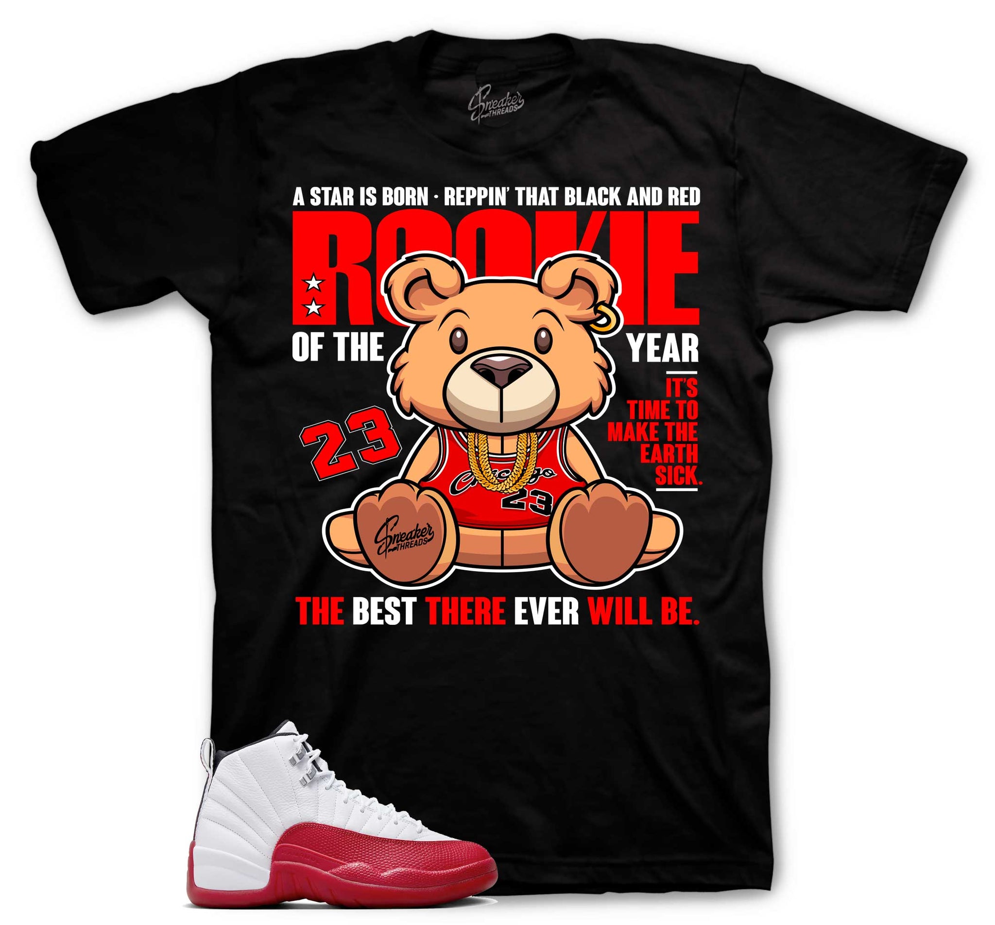 Retro 12 Cherry Shirt - Rookie Bear - Black