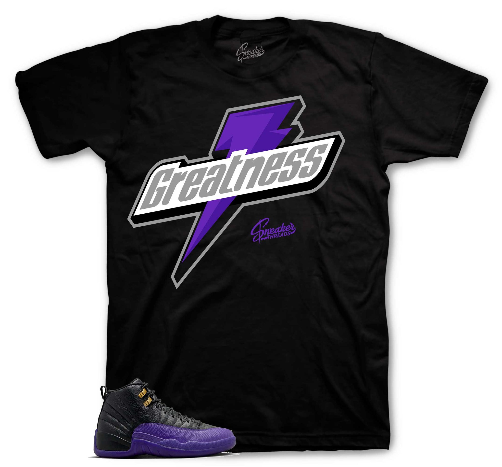 Retro 12 Field Purple Shirt - Greatness - Black