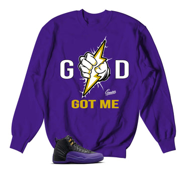 Retro 12 Field Purple Sweater - God Got Me -Purple