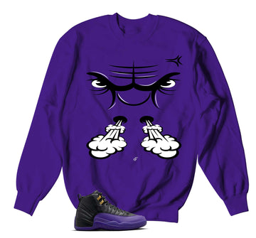 Retro 12 Field Purple Sweater - Raging Face -Purple