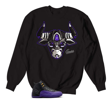 Retro 12 Field Purple Sweater - War Bully - Black