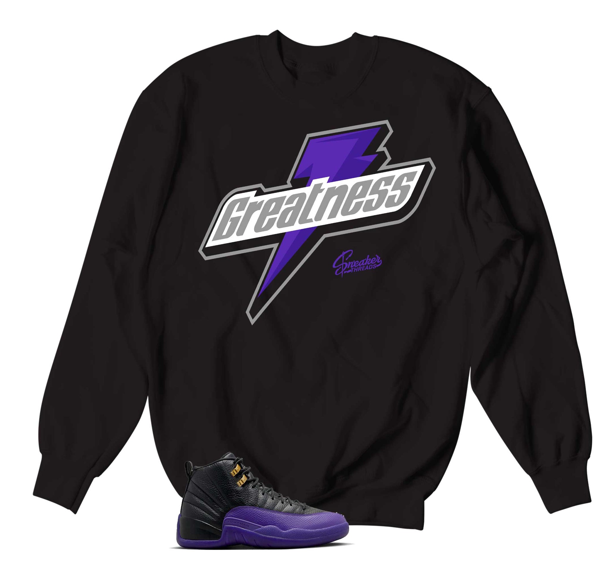 Retro 12 Field Purple Sweater - Greatness - Black