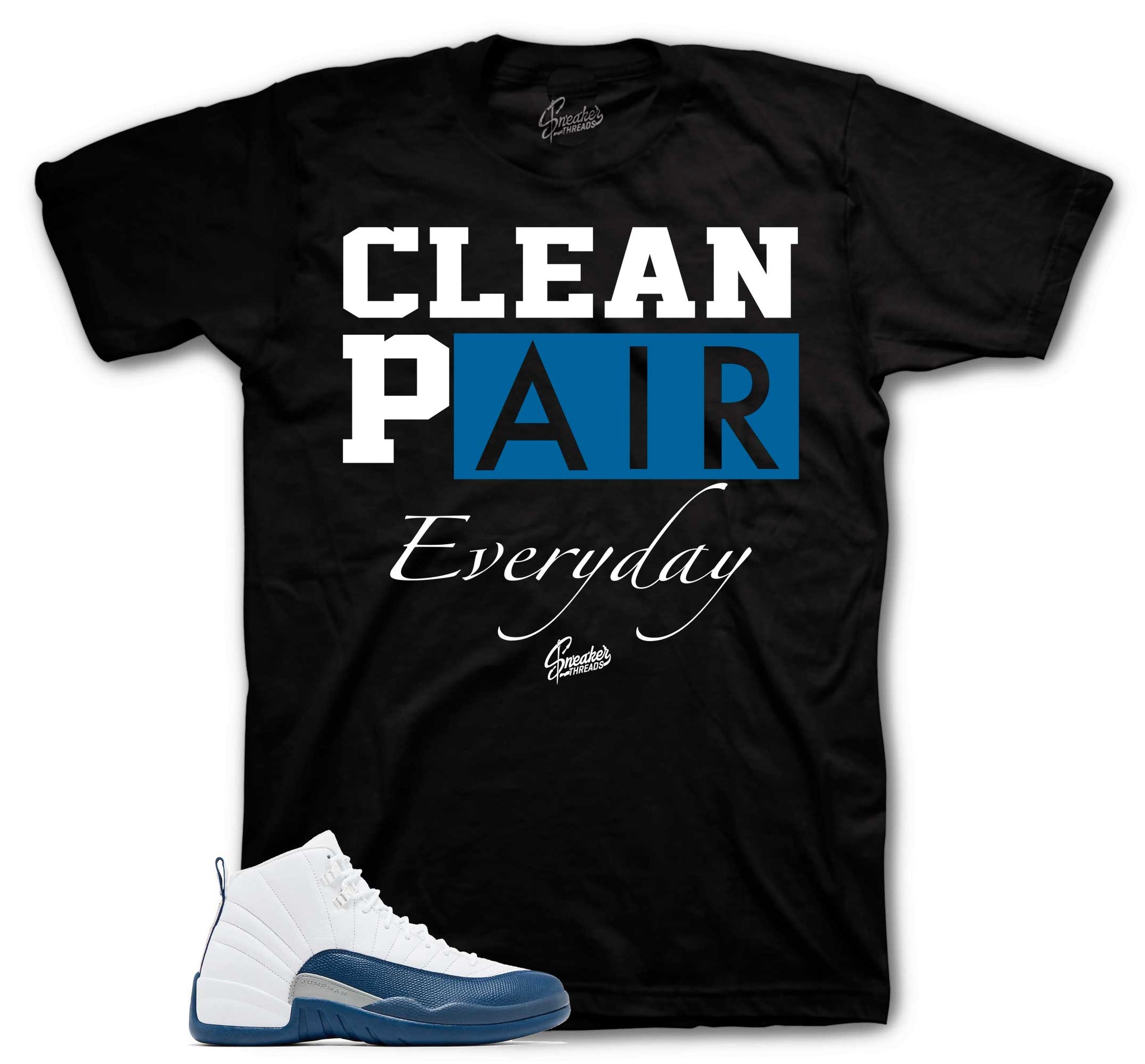 Retro 12 French Blue Shirt - Clean Pair - Black