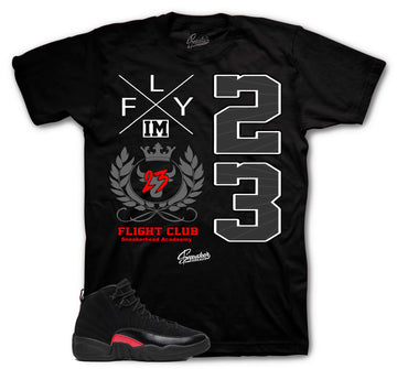Retro 12 Bloodline Shirt - Flight Crest - Black
