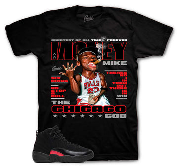 Retro 12 Bloodline Shirt - Money Mike - Black