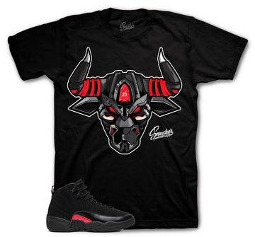 Retro 12 Bloodline Shirt - War Bully - Black