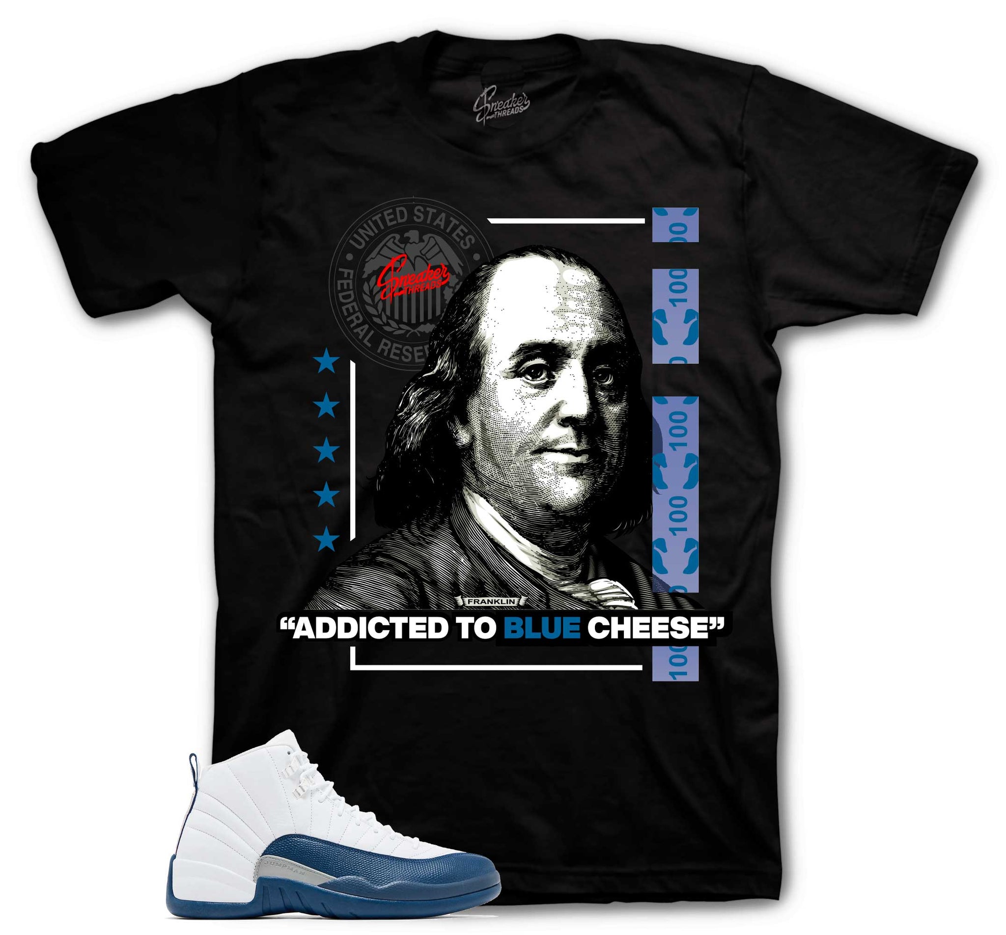 Retro 12 French Blue Shirt - Blue Cheese - Black