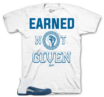 Retro 12 French Blue Shirt - Earned - White