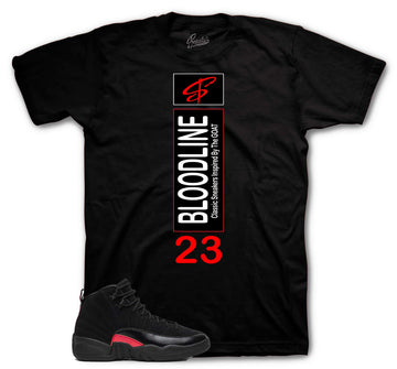 Retro 12 Bloodline Shirt - Heel Tab - Black