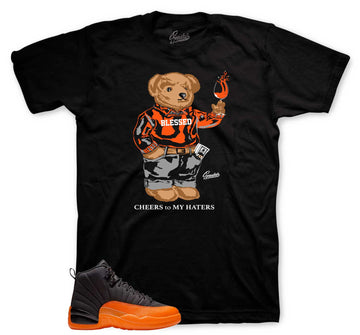 Retro 12 Brilliant Orange Shirt - Cheers Bear - Black