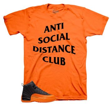 Retro 12 Brilliant Orange Shirt - Social Distance - Orange