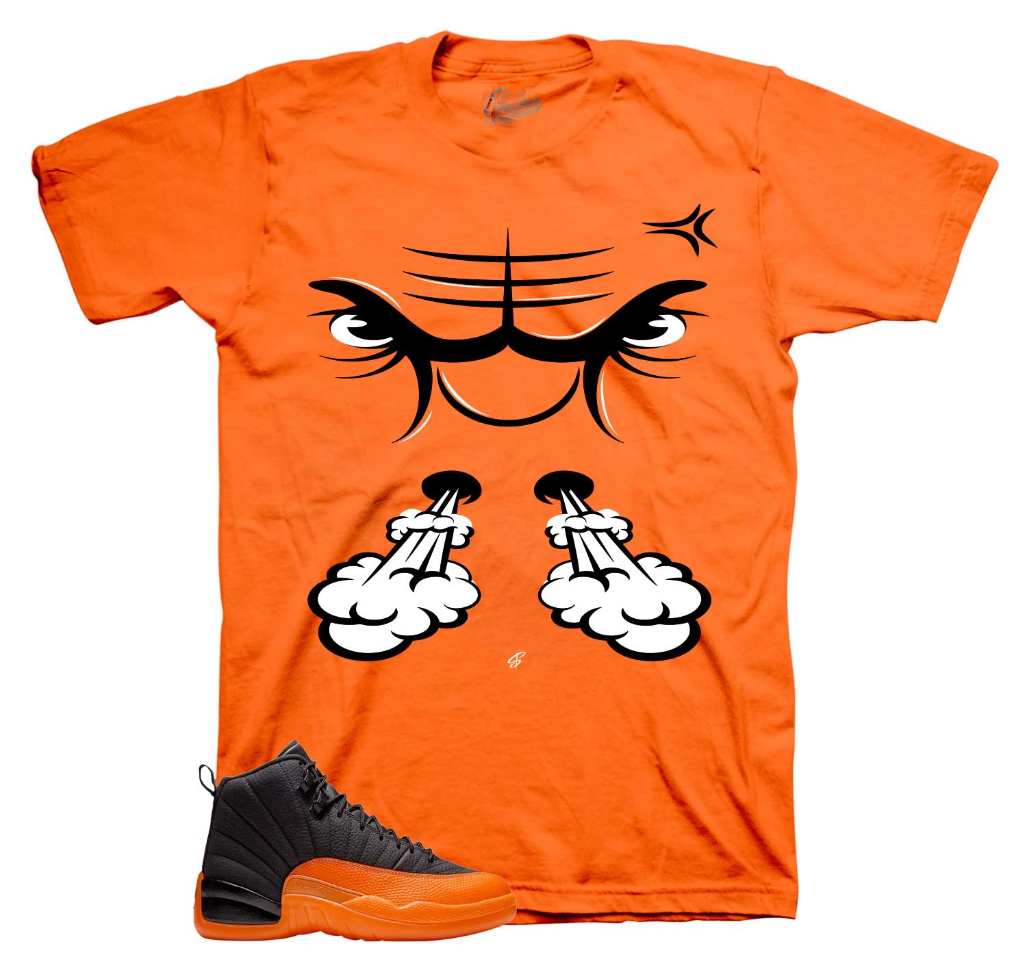 Retro 12 Brilliant Orange Shirt - Raging Face - Orange