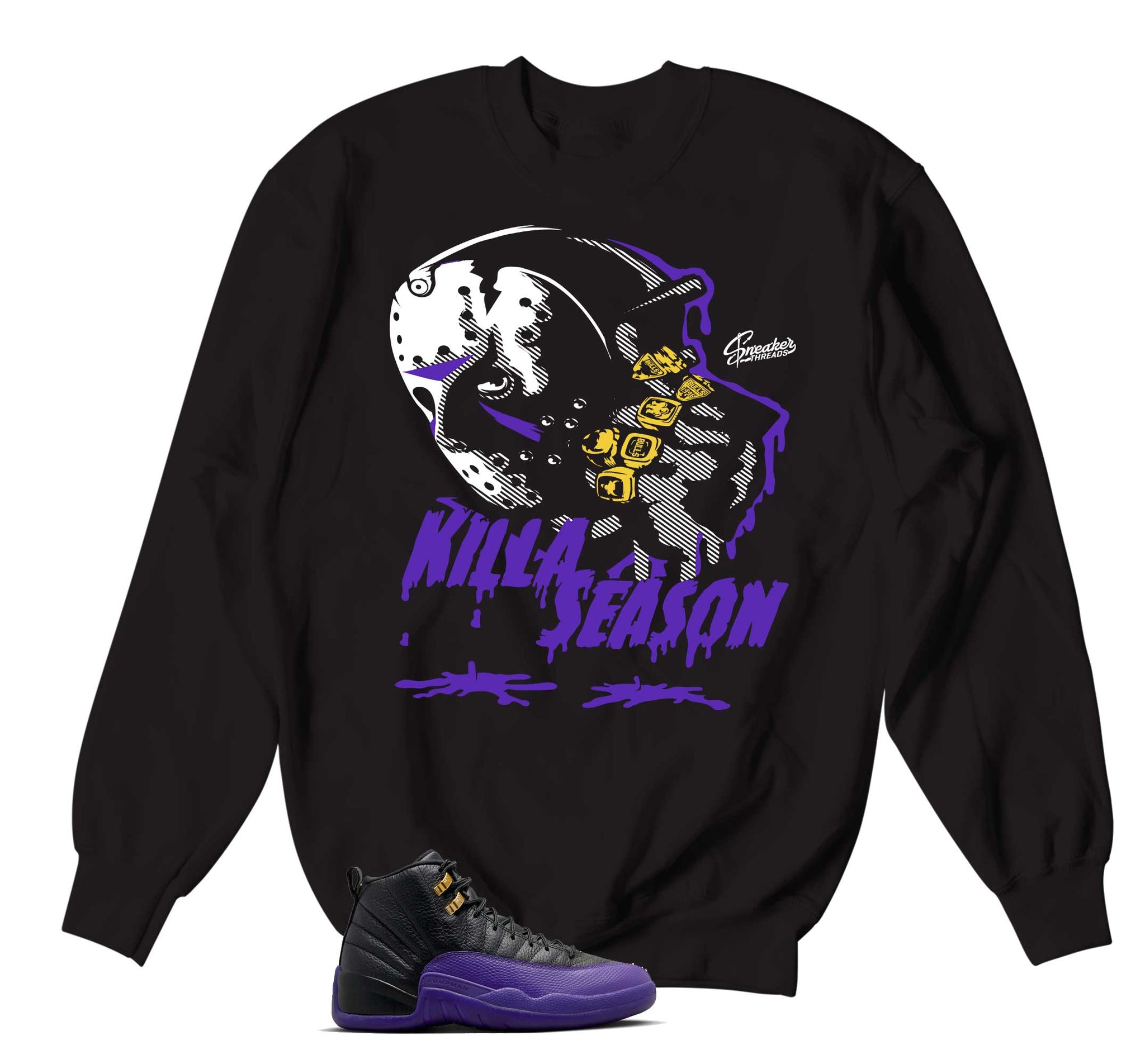 Retro 12 Field Purple Sweater - Killa Season - Black