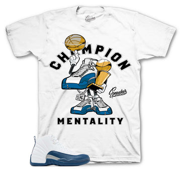 Retro 12 French Blue Shirt - Champ Mentality - White