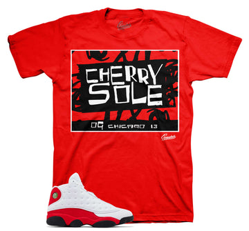 Retro 13 Chicago Shirt - Cherry Sole - Red