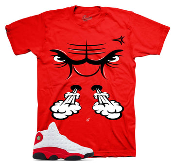 Retro 13 Chicago Shirt - Raging Face - Red