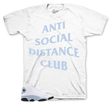 Retro 13 Blue Grey Shirt - Social Distance - White