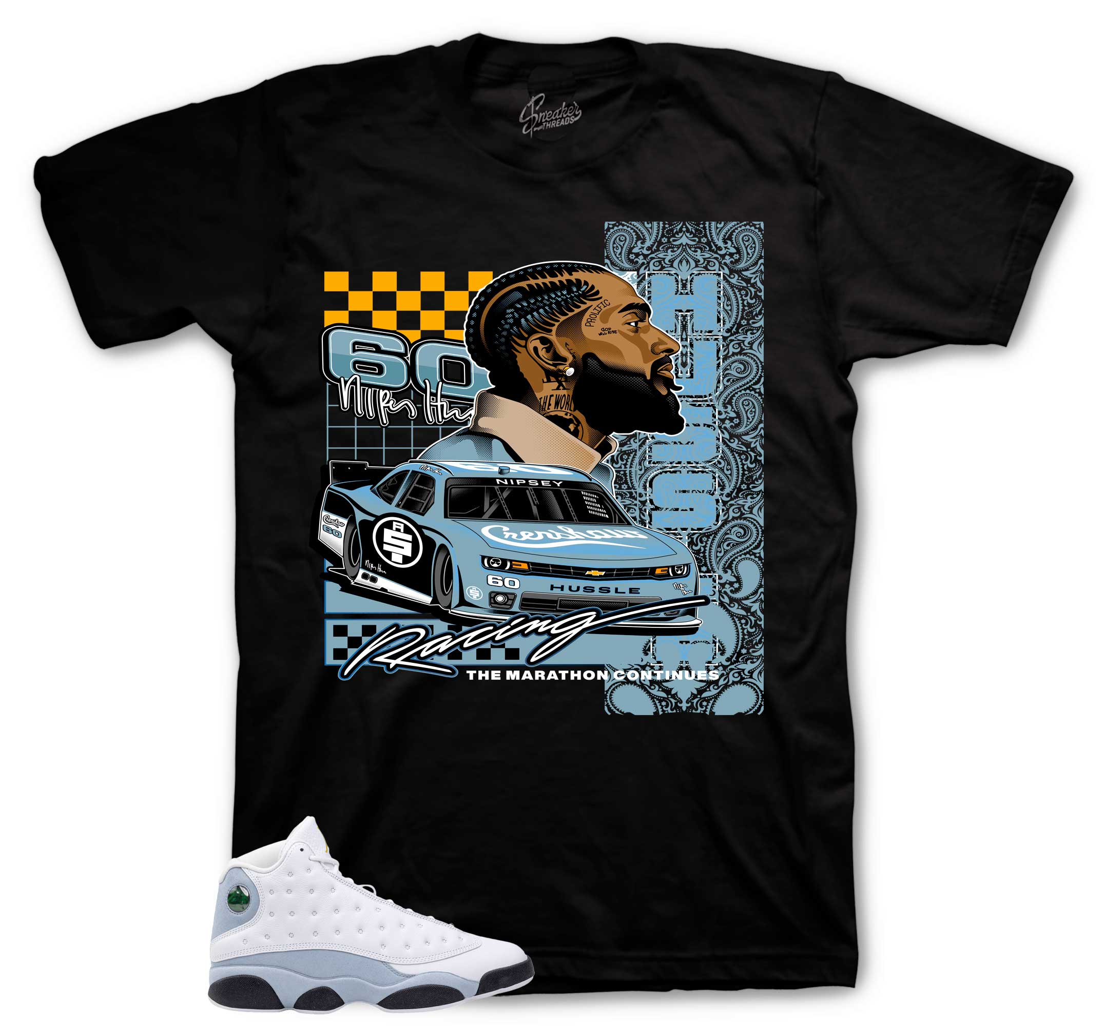 Retro 13 Blue Grey Shirt - Crenshaw Racing - Black