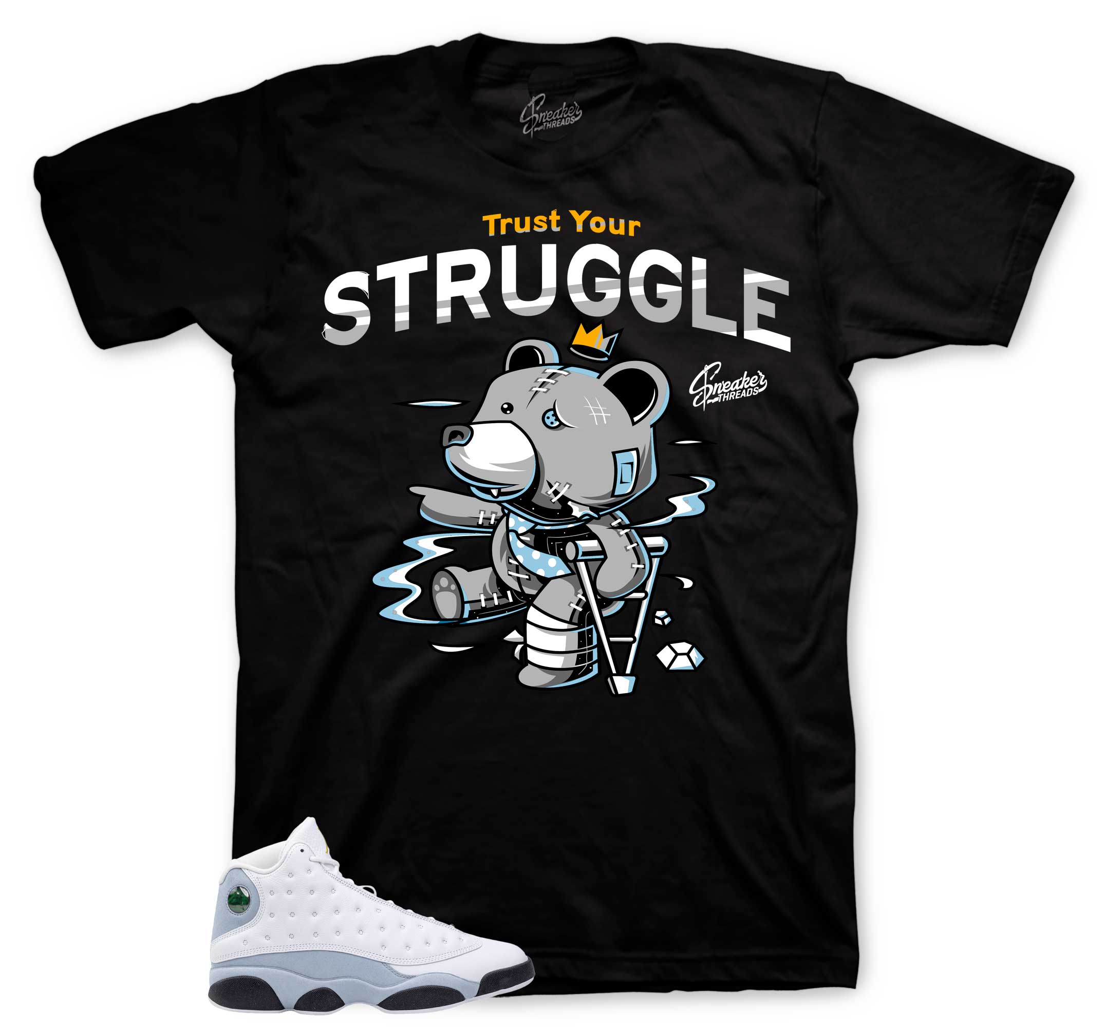 Retro 13 Blue Grey Shirt - Trust Your Struggle - Black