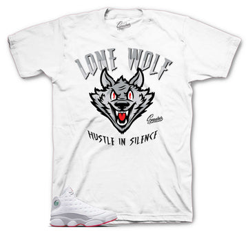 Retro 13 Wolf Grey Shirt - Lone Wolf - White