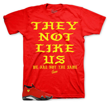 Retro 14 Challenge Red Shirt - Not Like Us - Red